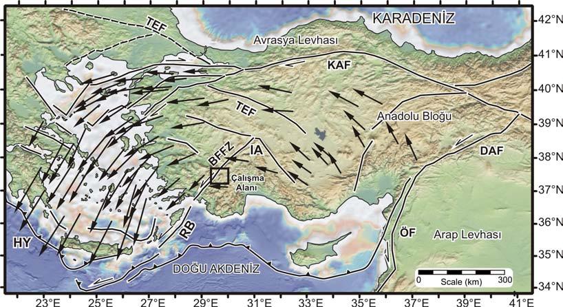 5. ÇAMELİ VE GÖLHİSAR HAVZALARININ JEODİNAMİK EVRİMİ Anadolu nun güneybatı kesiminde bulunan Burdur Fethiye Fay Zonu (BFFZ) üzerindeki Çameli ve Gölhisar havzaları Güneybatı Anadolu daki tektonizmaya