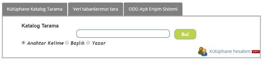 Kütüphane Hesabım Kütüphane Hesabım Başlığıyla Koleksiyonumuza eklenmesini istediğiniz bir bilgi kaynağının satın alınmasını sipariş/talep edebilir, Ödünç aldığınız bir kitabın süresini uzatabilir,