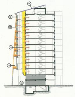 için kullanılmıştır. Aynı zamanda piramidal formun arka kısmı da kış bahçesi olarak düşünülmüştür. Fotovoltaik panellerin toplam gücü 24 kwp tır.