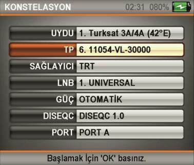 edebilirsiniz. KONSTELASYON MENÜSÜ : MENÜ tuşuna basarak ANA MENÜ den KONSTELASYON seçiniz.