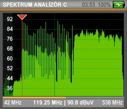 Lütfen ANALOG ya da DIGITAL frekans, GENİŞLİK (frekans alanı), REFERENCE (üst ölçüm noktası) ve RANGE (üst ve alt ölçüm noktaları aralığı) seçimi yapınız.