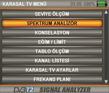 Ölçmek istediğiniz frekansın parametrelerini girdikten sonra OK tuşuna basarak ölçüm ekranına gidiniz.