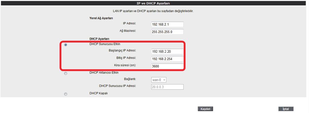 6.2.1 IP ve DHCP Ayarları Modeminize bağlı olan her bir istemci yerel bir IP adresi (Internet Protocol Address) alır.