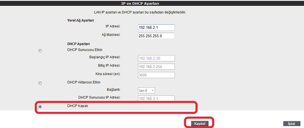Bunu yapabilmek için, DHCP hizmetinin çalıştığı aygıtın(modem, sunucu, vb.) IP adresinin bilinmesi gerekmektedir. 6.2.
