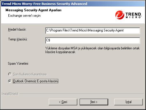 Security Server'ı Yükleme Parola Nota Yükleyici; özel, alfasayısal olmayan karakterlere sahip parolaların Exchange Server bilgisayarına geçişini sağlayamayabilir.