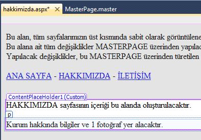 Bu isim, Solution Explorer alanında ilgili sayfa