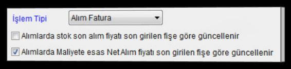 Bu durumda Stok Son Alım Fiyat Güncelleme iģlemi yapmak suretiyle geçmiģ alımlara bakılarak (Alım ve Alım Net Fiyatı) stok kaydına işlenir.