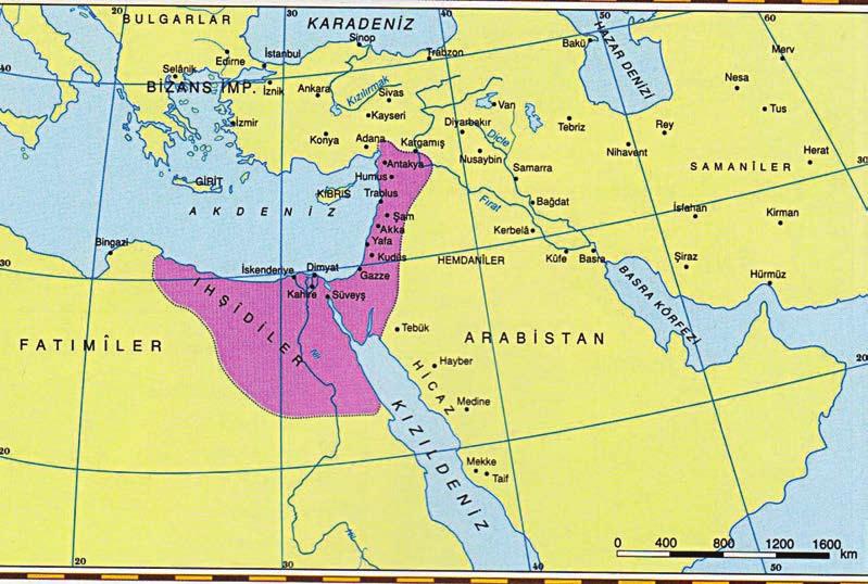 Harita 02.02: İhşidiler Unucur un 961 yılında ölümünden sonra devletin başına kardeşi Ebu l Hasan Ali geçti. Bu dönemde de devlet işlerini yürütmede yine Kâfur birinci planda yer aldı.