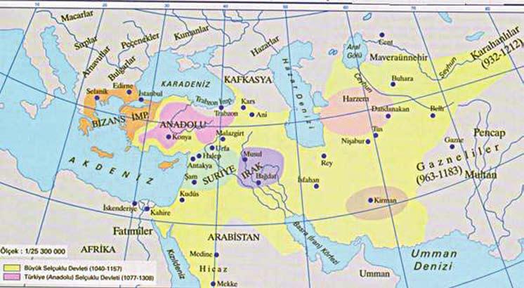 Harita 02.05: Büyük Selçuklu Devleti Alp Arslan Dönemi (1063-1072) Tuğrul Bey in oğlu yoktu.