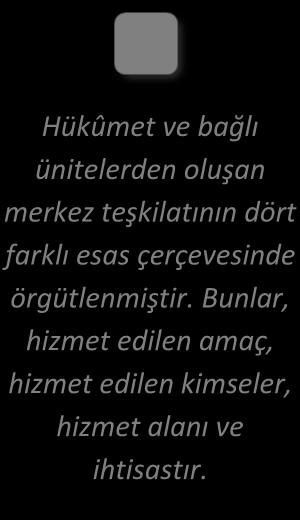 kamu hizmetlerinin planlanması, organize edilmesi, üretilmesi ve sunulması merkezdeki otorite tarafından yapılmakta ve hizmetlerle ilgili kararlar merkezce alınmaktadır, yani kamu hizmetleriyle