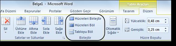 Bunun için en az iki hücre seçmek gerekir. Hem aynı satırda bulunan hücreleri hem de bir sütunda bulunan hücreleri birleştirmek mümkündür.