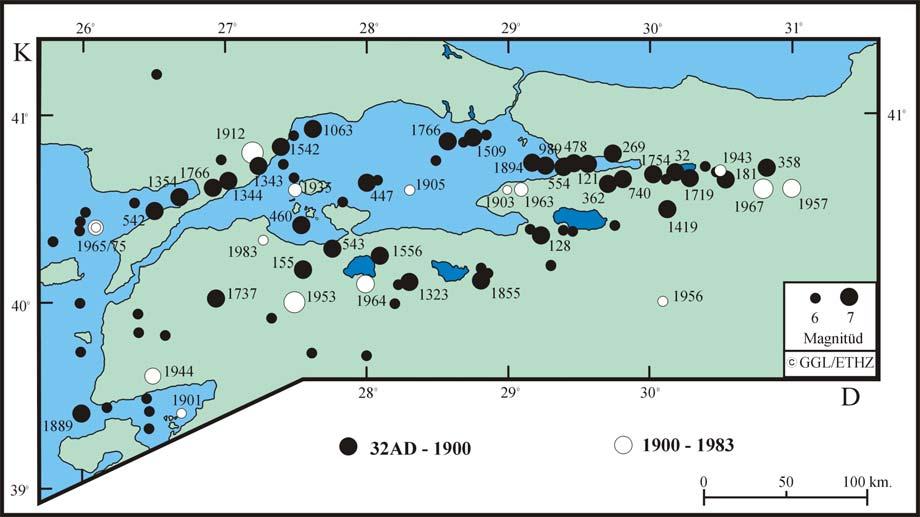 Güney Marmara nın deprem aktivitesi yüksektir ve dönem dönem tekrarlanma aralığı olmamasına rağmen depremlerde artış söz konusudur.