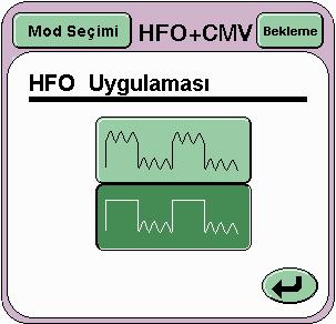 31.1.17 HFO+CMV Modu İşlev Testi Adım 57. İşlevsel test için, HFO+CMO önizleme modunda aşağıdaki parametreleri ayarlayın BPM 30 Ti 1 san.