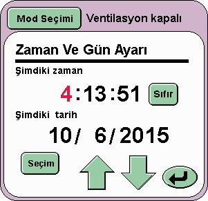 Bu panelde dört düğme görüntülenir: Dil Değiştirme düğmesi (L) Dalga Formu Ekran Senkr. düğmesi (M) Zaman ve Gün Ayarı düğmesi (N) Versiyon düğmesi (O) Dön düğmesi döner.