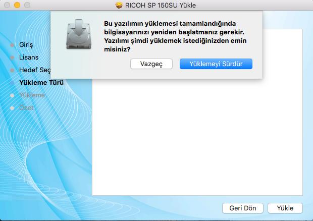 10. Mac OS X için, yönetici adını ve şifresini girin ve [Yazılımı Kur] seçeneğine tıklayın. 11. [Kuruluma Devam Et] seçeneğine tıklayın. 12.