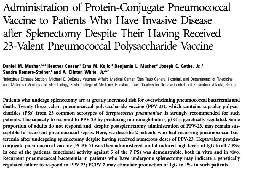 PPV23 aşı sonrası splenektomili hastada pnömokokal bakteremi gelişen iki