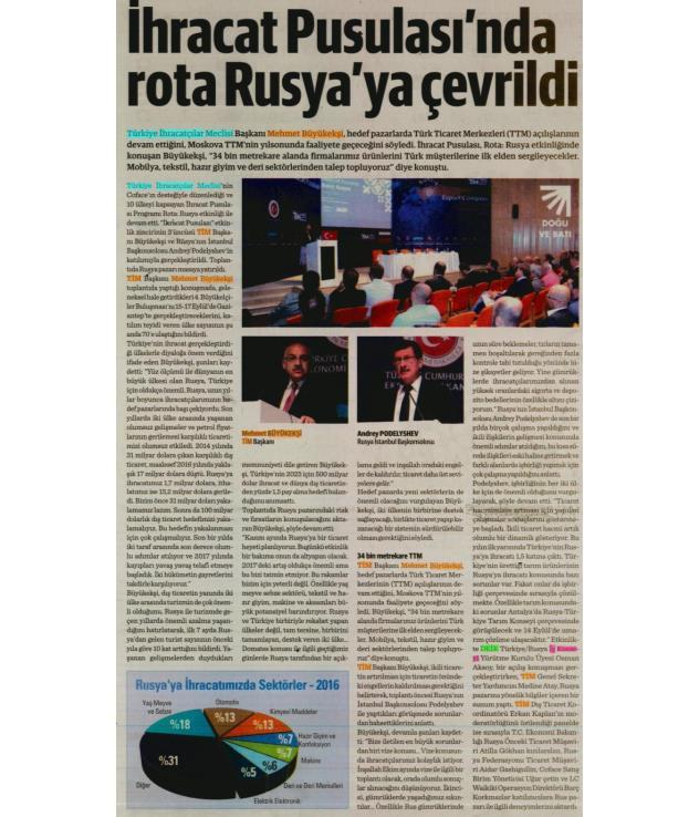 İHRACAT PUSULASI'NDA ROTA RUSYA'YA ÇEVRİLDİ