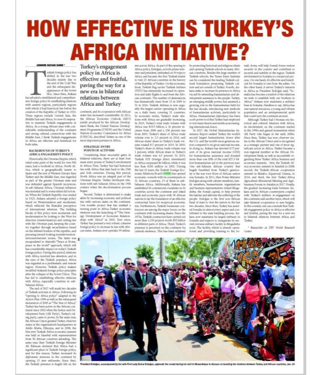 HOW EFFECTIVE IS TURKEY'S AFRICA INITIATIVE?