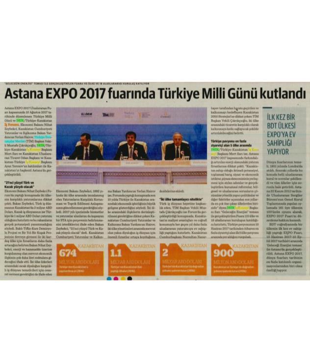 ASTANA EXPO 2017 FUARINDA TÜRKİYE MİLLİ GÜNÜ