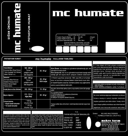 About Product: Mc humate is a wettable powder form (WP) product contains high amount of Humic + Fulvic Acids and Potassium. It increases soil fertility and supports plant growth.