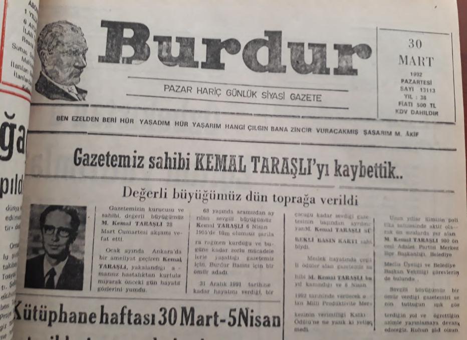 28 Mart 2017 Sayfa 4 Mustafa Kemal Taraşlı, teknolojide yeniliği takip eden, gazetecilik etik ve ilkelerine yürekten bağlı, haberde objektif olma ve yorumda serbestliğin savunucusuydu.
