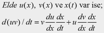 DİK BİLEŞENLER: İVME Matematiksel hatırlatma: Zincir kuralı: Kompozit fonksiyonların türevini bulmak için kullanılır.