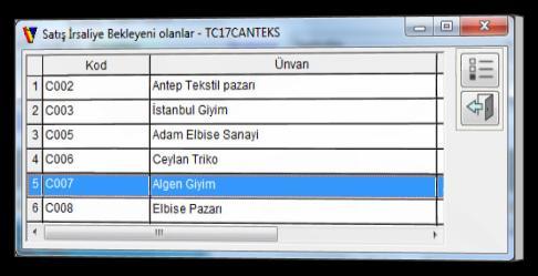 ) Toplu ve Ekrana DönüĢüm: Toplu seçim aralığı verilir. Bekleyenler irsaliyeler belirlenir. Ġlk bekleyen, ekranda Fatura FiĢ giriģ ekranına getirilir. Kaydet ve Yazdır iģlemi yapılır. Kaydedilince 2.