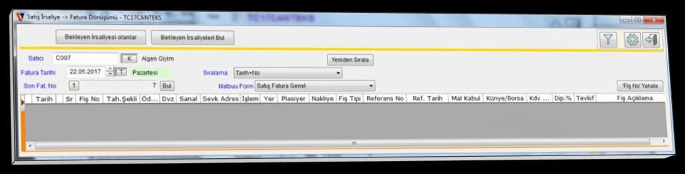 Uygun irsaliye kayıtları tümüyle faturaya dönüģtürülür ve toplu olarak yazımı yapılır. (Alım için uygulanamaz) Alım için ise, sadece Seçerek DönüĢüm iģlemi vardır.