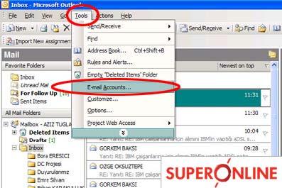 Mail iletileriniz POP erişimine açıldıktan sonra iletilere yapılacak işlemi seçin.