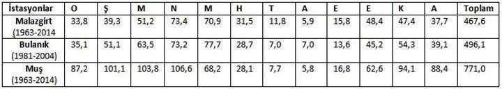 İnceleme sahasında sisli günlerin aylık gidişine bakıldığında Malazgirt te sisli gün sayısı 32,5, Bulanık ta ise 27,6 dir.