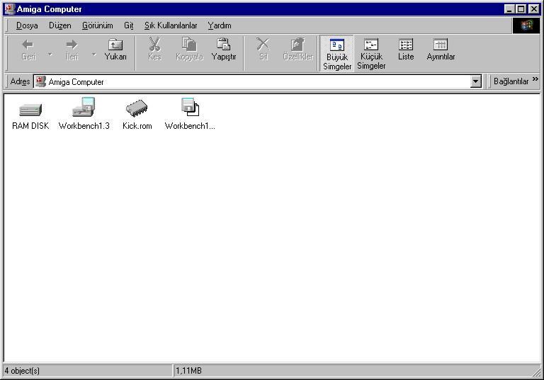 ) Pc den Amiga Explorer simgesini çift tıklattığımız zaman Amiga mızın içini görebileceğiz. (Bkz.