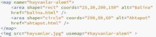HTML de Resim Eklemek II <img> etiketi ile kullanılabilecek diğer özellikler şunlardır: alt: resim gösterilmediği durumda resmin olduğu yerde görünecek yazı height: resmin yüksekliği piksel olarak