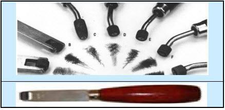Dişli kalemler (roultt): Üzeri nokta, dikey ve çapraz çizgilerle oluşturulmuş, ekseninden geçen sapa monte edilmiş, kolay döner bir silindirdir.