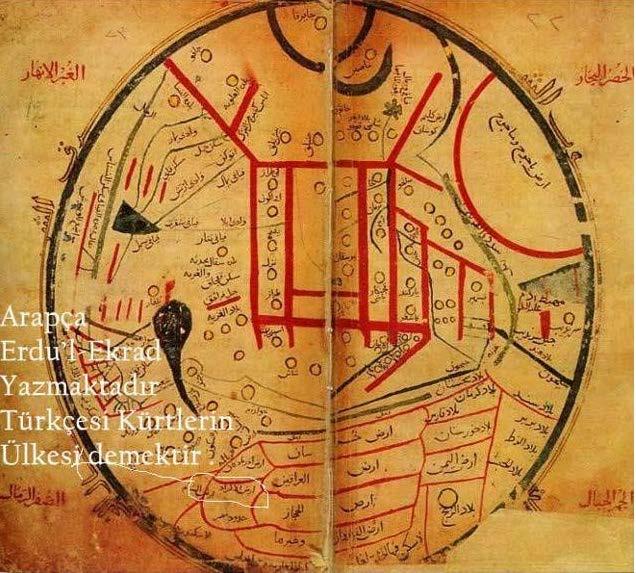 EKLER EK: 1 1074 te Kaşgarlı Mahmut tarafından çizilen dünya haritasında, Kürtlerin