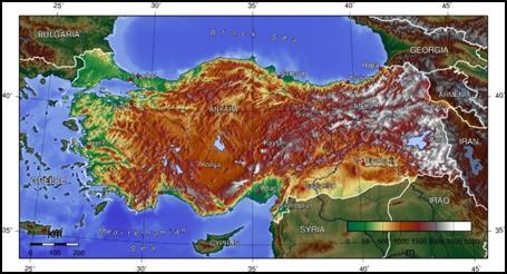 II. Ulusal Akdeniz Orman ve Çevre Sempozyumu Şekil 2-3. Türkiye yıllık ortalama sıcaklık ve yıllık ortalama toplam yağış dağılımı (1970-2013) (Kaynak: MGM, 2014.