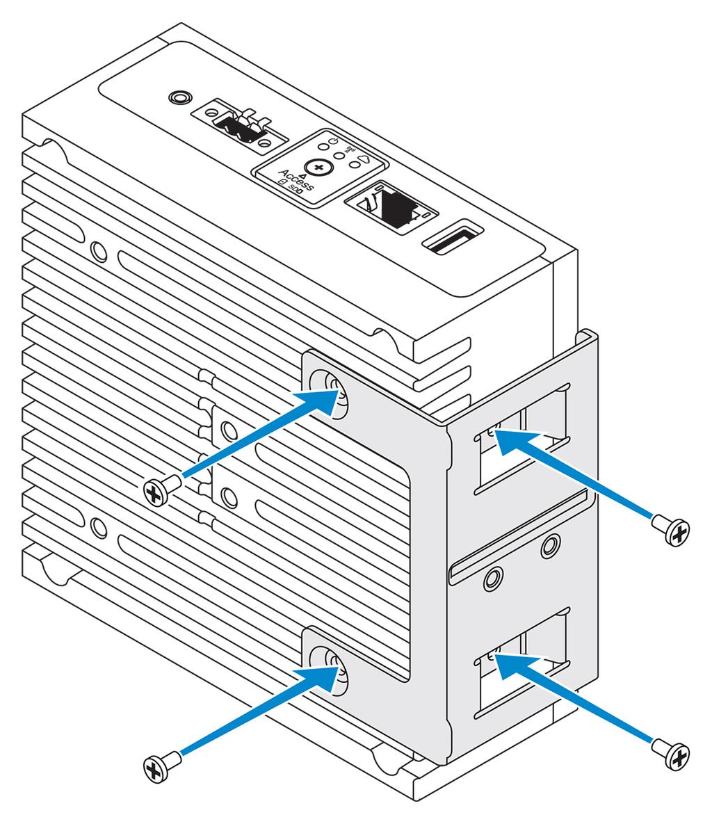3. DIN rayı montaj braketi üzerindeki vida deliklerini dikey montaj braketindeki vida delikleriyle