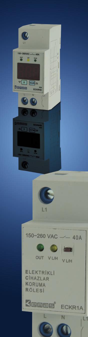 ECKR Elektrik kesintileri sonrasında yaşanan voltaj değişikliklerine karşı koruma Yüksek enerji piklerine karşı koruma Düşük (<150V) ve Yüksek (>260V) gerilim seviyelerine karşı koruma Ayarlanabilir
