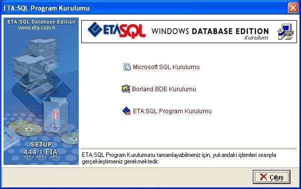 3 Ekim 2007 Đlgili Versiyon/lar : ETA:SQL Đlgili Modül/ler : Genel ETA:SQL ve MICROSOFT SQL SERVER 2000 KURULUM ĐŞLEMLERĐ ETA:SQL DEMO SETĐ KURULUM TALĐMATI KURULUM ĐŞLEMLERĐ ETASQL programının
