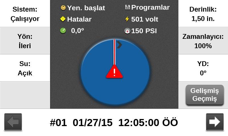 Geçmiş Geçmiş, Standart ve Gelişmiş Ekranları aracılığıyla, en son 50 makine işlemi durum değişikliğinin bir kaydını sağlar. Bkz. Şekil 65-1.