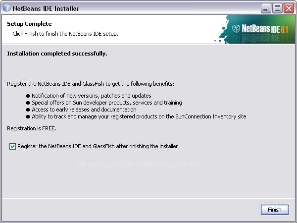 "Finish" butonuna tıklayınız ve NetBeans