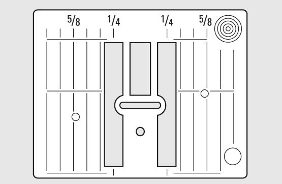 Kullanma Talimatý 19 Dikiþ Plakasý A A A 9mm (mm ölçüsü) 9mm (inç ölçüsü) 5,5 mm (inç veya mm, seçmeli) Dikiþ Plakasý Ýþaretlemeleri dikiþ plakasý milimetre ve inç olarak dikey çizgiler ile