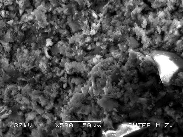 110 Resim 4.6. CKÇ-2 hamurunun 500 büyütmede mikro yapı görünümü CKÇ-2 hamurunun 500 büyütmesinde (Resim 4.6) YFC-1 hamuruna göre daha homojen bir yüzey görülmektedir.