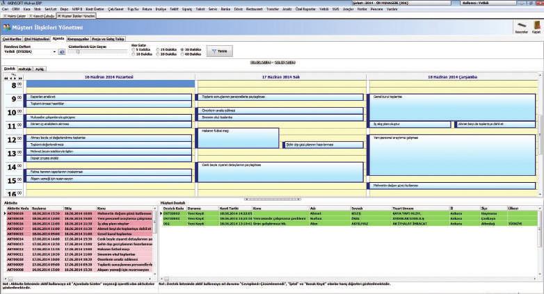 Ajanda / Aktivite Kayıt Yoğun çalışanların en büyük problemlerinden birisi randevu çakışmaları ve yoğunluk nedeniyle yaşanılan planlama problemleridir.