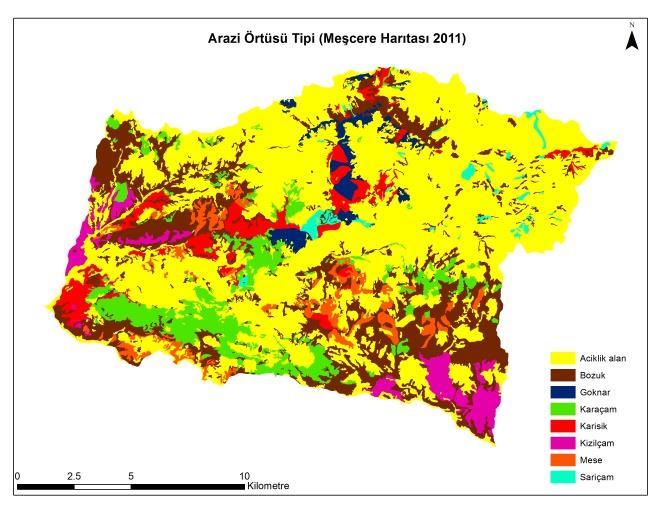Aydoğan orman işletme şefliği orman kaynaklarinda Meydana gelen zamansal ve konumsal değişimin Cbs ve uzaktan algilama yardimiyla ortaya konmasi Ağaç türleri dikkate alındığında ise, Meşe de %542.