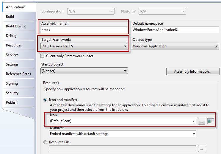 Visual Studio Ekranı Solution Explorer üzerinde projenin üzerine