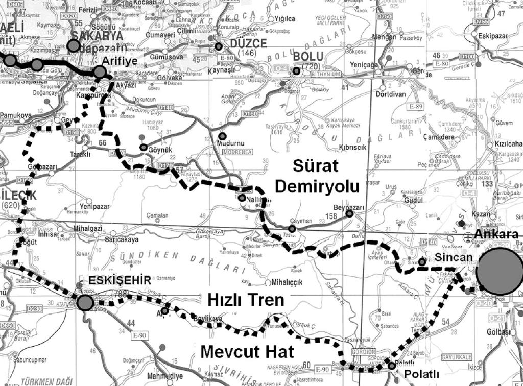 107 Harita 7.1. Ankara-İstanbul koridorundaki demiryolu projeleri [13] 7.2.