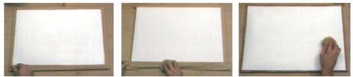 Resim 1. 11: Sulu boya kağıdını sabitleme Sıcak preslenmiş kâğıtlar: Yüzeyi pürüzsüz, üzerinde doku olmayan kâğıtlardır. Daha çok sulu boya, mürekkep ve kalemlerle birlikte çalışmaya uygundur.