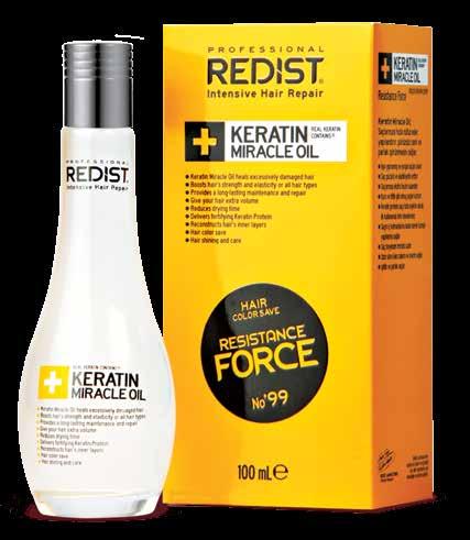 KERATIN OIL Keratin Yağı 100 ml I 3.4 FL.OZ. Keratin Miracle Oil; saçlarınıza hızla nüfuz eder ve yapılandırır. Pürüzsüz, canlı ve parlak görünmesini sağlar.