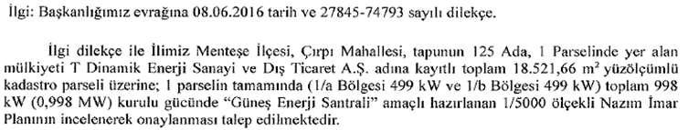 T.C. MUĞLA BÜYÜKŞEHİR BELEDİYESİ M E C L İ S K A R A R I Karar No :371 KONUSU: 1. İmar ve Bayındırlık Komisyon Raporlarının görüşülmesi.