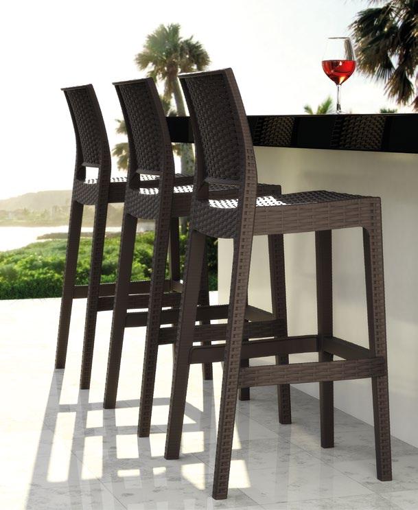 Jamaica bar stool is stackable and made of